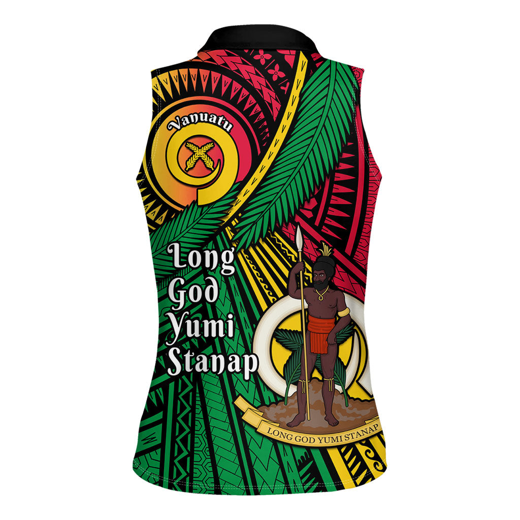 Halo Vanuatu Women Sleeveless Polo Shirt Happy 46th Independence Anniversary LT14 - Polynesian Pride
