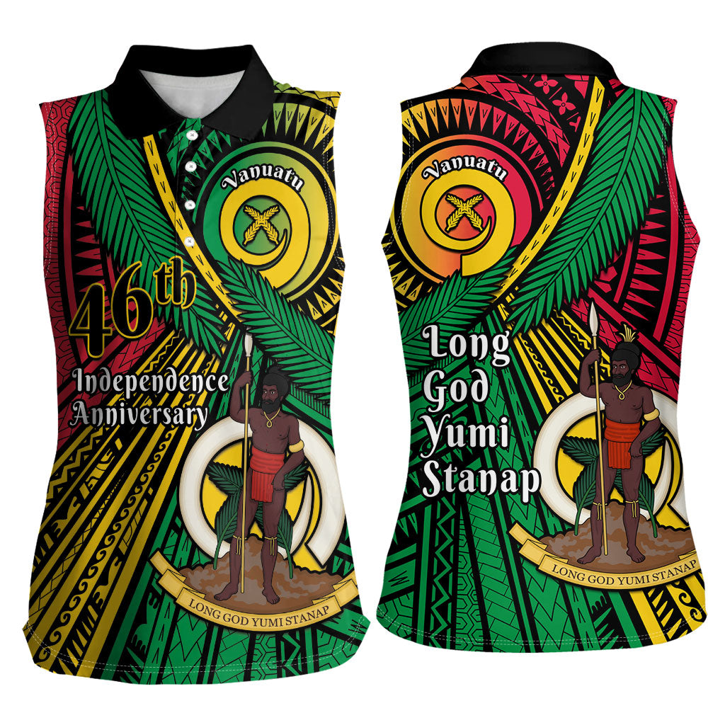 Halo Vanuatu Women Sleeveless Polo Shirt Happy 46th Independence Anniversary LT14 - Polynesian Pride