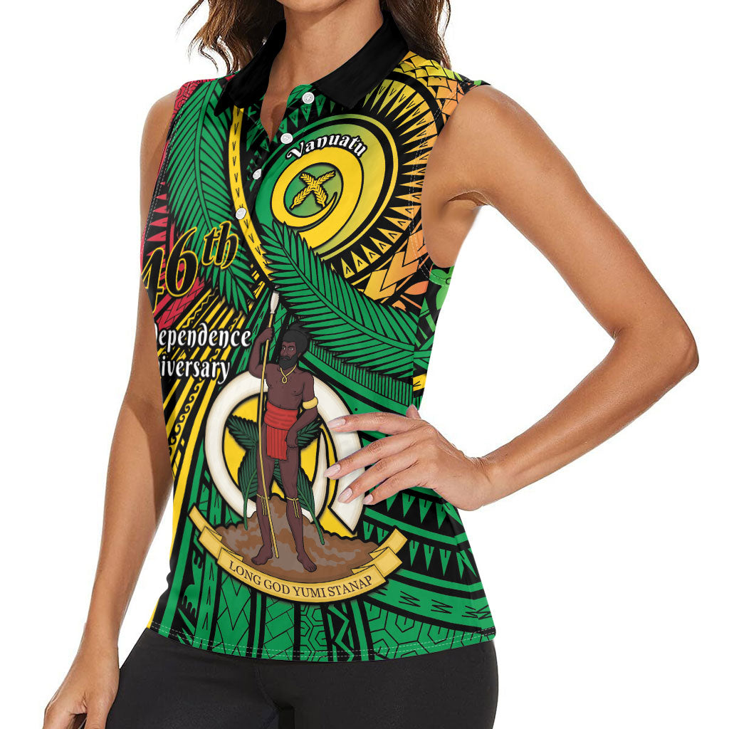 Halo Vanuatu Women Sleeveless Polo Shirt Happy 46th Independence Anniversary LT14 - Polynesian Pride