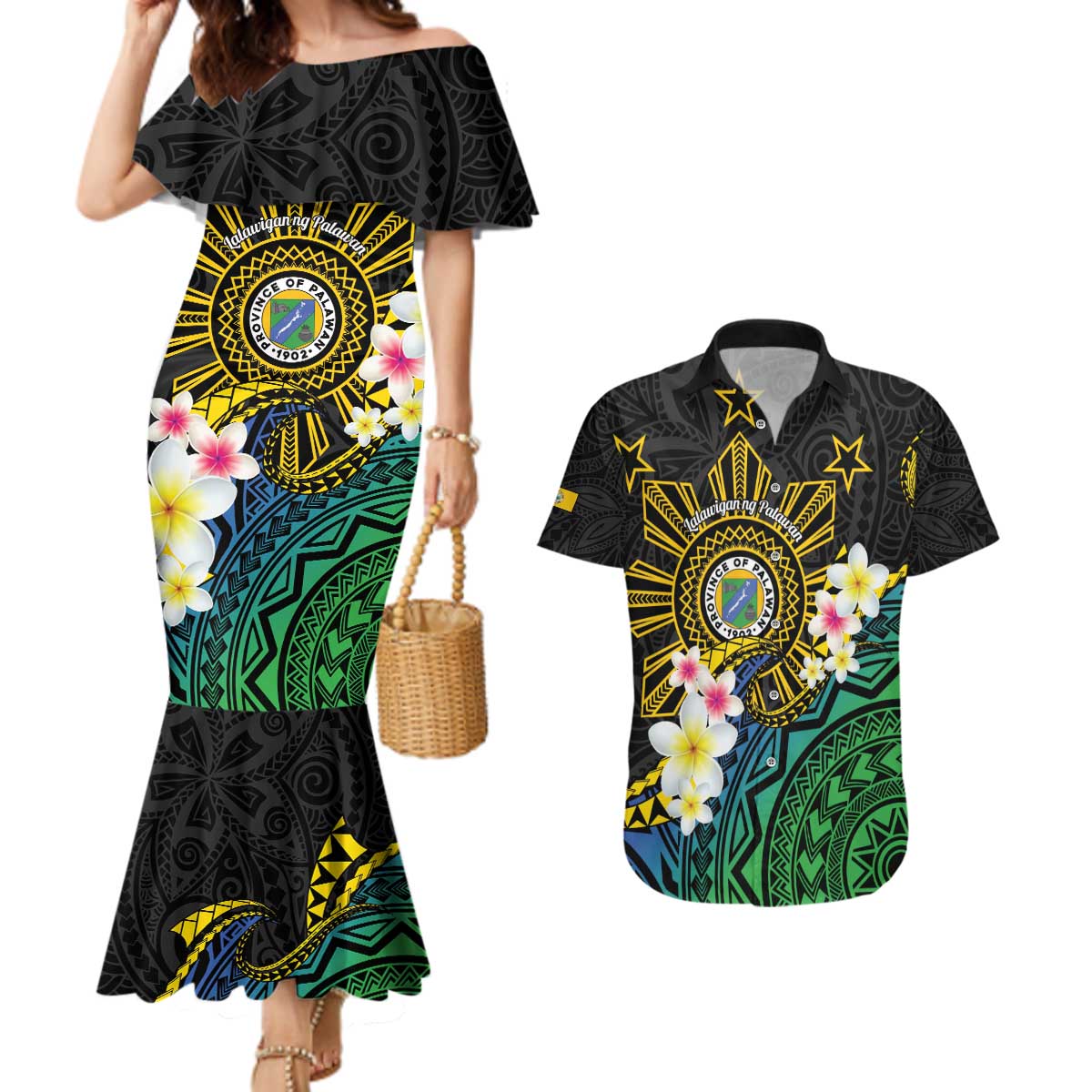 Lalawigan ng Palawan Couples Matching Mermaid Dress and Hawaiian Shirt Philippines Province Land of Promise
