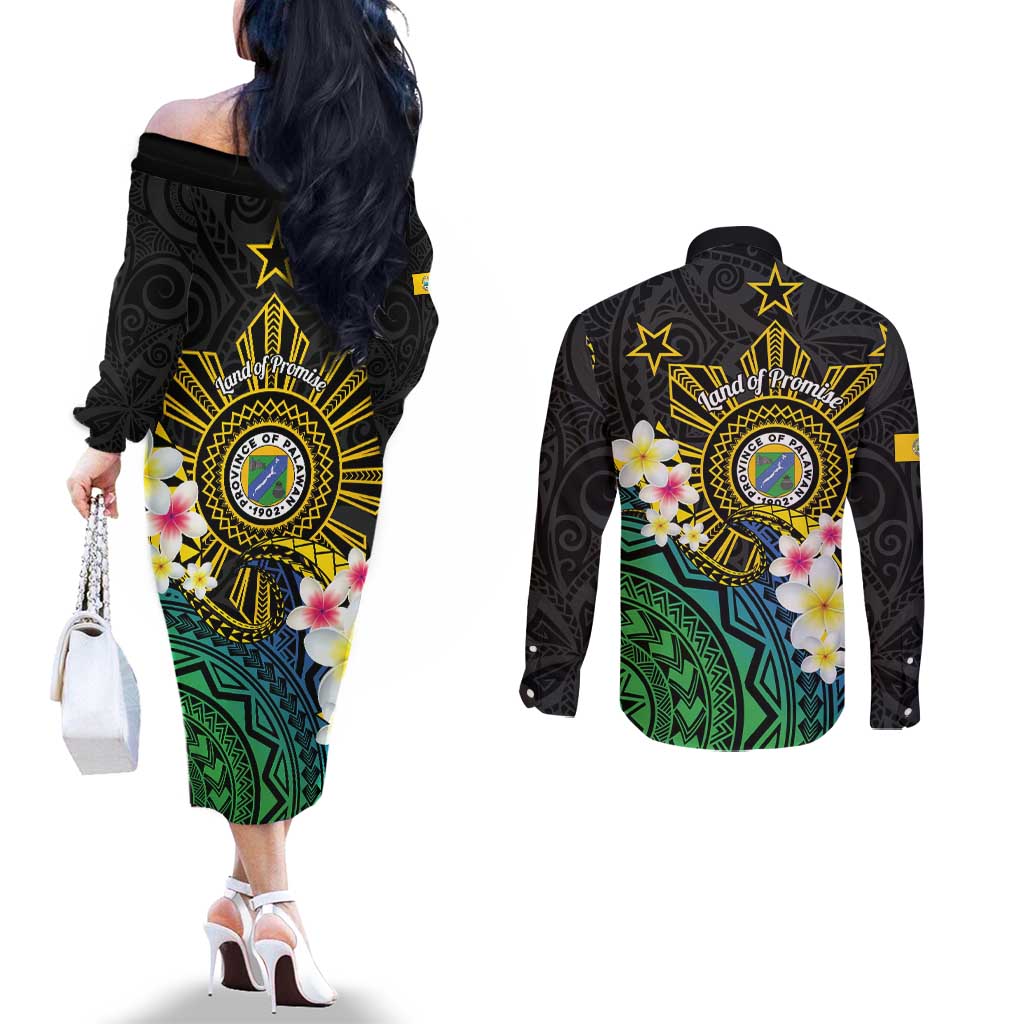 Lalawigan ng Palawan Couples Matching Off The Shoulder Long Sleeve Dress and Long Sleeve Button Shirt Philippines Province Land of Promise