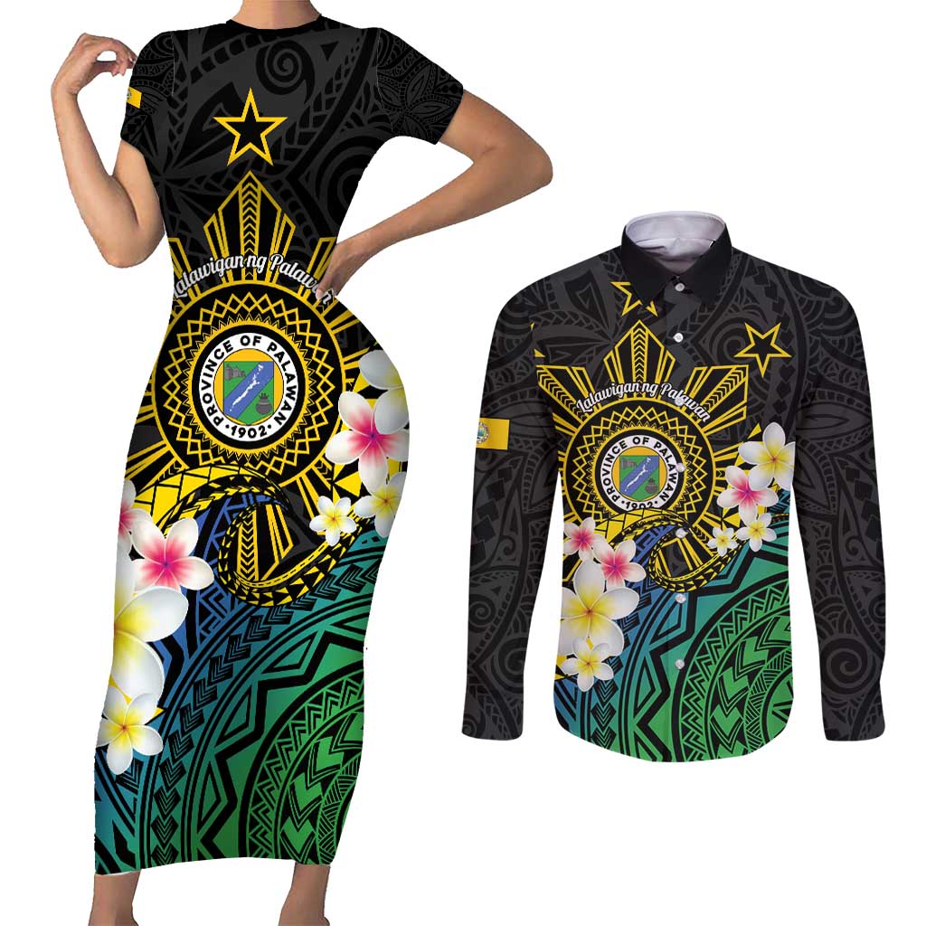 Lalawigan ng Palawan Couples Matching Short Sleeve Bodycon Dress and Long Sleeve Button Shirt Philippines Province Land of Promise
