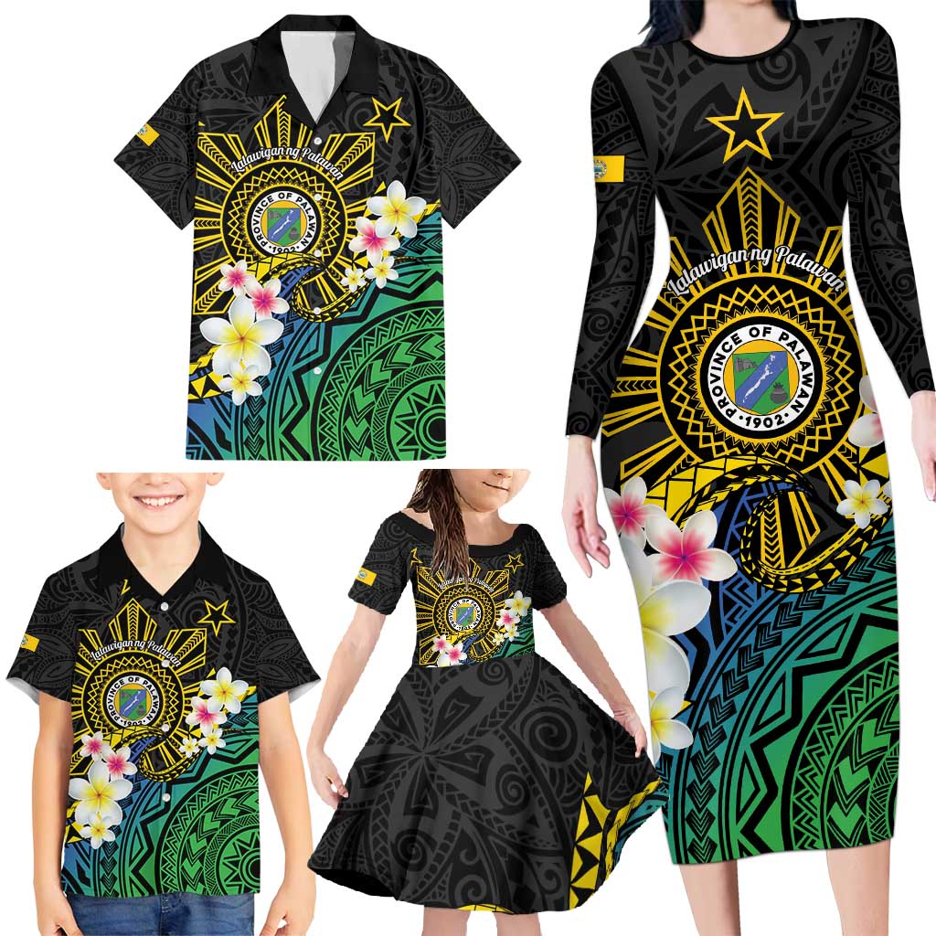 Lalawigan ng Palawan Family Matching Long Sleeve Bodycon Dress and Hawaiian Shirt Philippines Province Land of Promise