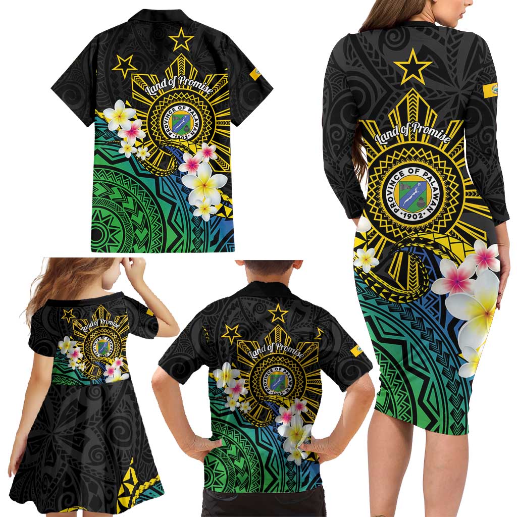 Lalawigan ng Palawan Family Matching Long Sleeve Bodycon Dress and Hawaiian Shirt Philippines Province Land of Promise