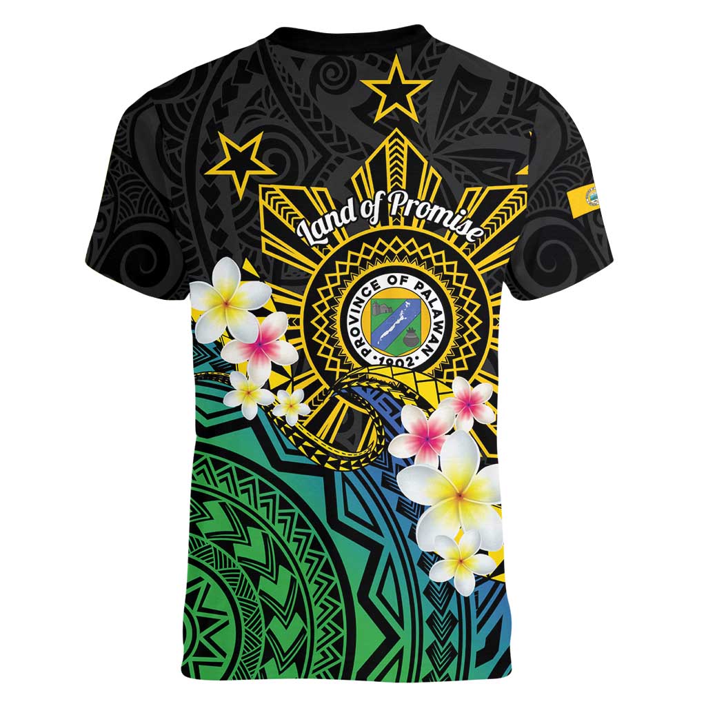 Lalawigan ng Palawan Women V-Neck T-Shirt Philippines Province Land of Promise