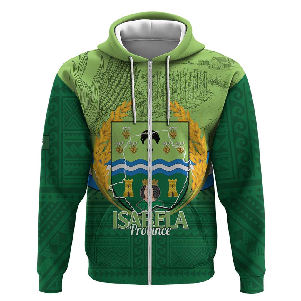 Isabela Philippines Zip Hoodie Queen Province Of The North LT14 Zip Hoodie Green - Polynesian Pride