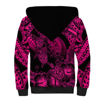 Personalised Polynesian Sherpa Hoodie Tribal Honu Turtle with Hibiscus Pink Version LT14 - Polynesian Pride