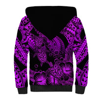 Personalised Polynesian Sherpa Hoodie Tribal Honu Turtle with Hibiscus Purple Version LT14 - Polynesian Pride