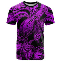 Custom Polynesian T Shirt Tribal Honu Turtle with Hibiscus Purple Version LT14 Purple - Polynesian Pride