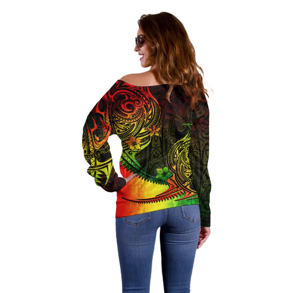 Personalised Polynesian Tribal Off Shoulder Sweater Unique Reggae LT14 - Polynesian Pride