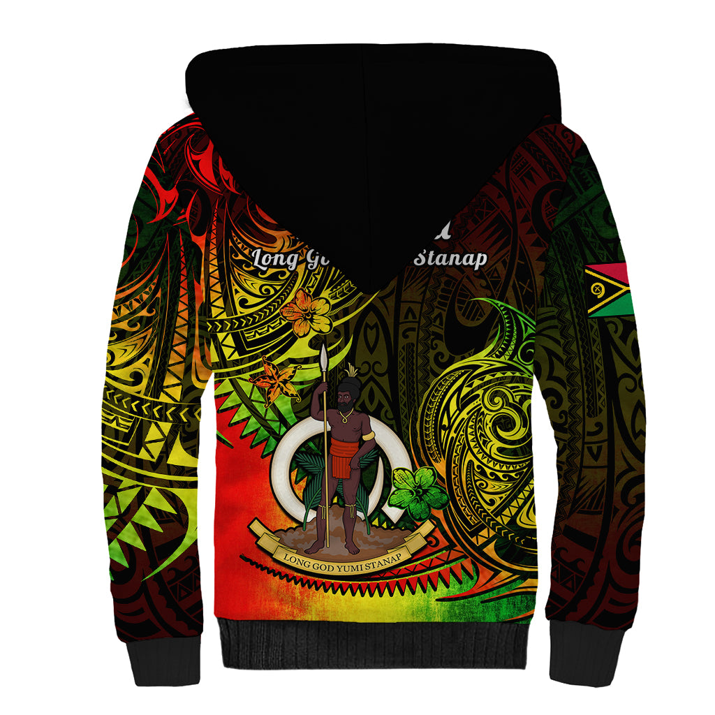 Polynesian Pride Vanuatu Sherpa Hoodie Reggae Polynesia Long God Yumi Stanap LT14 - Polynesian Pride