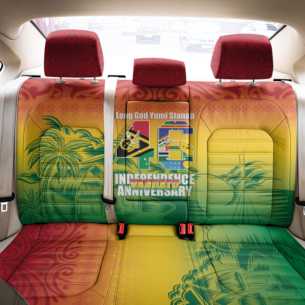 Vanuatu Indipendens Dei Back Car Seat Cover Yumi 46th Independence Anniversary