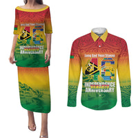 Vanuatu Indipendens Dei Couples Matching Puletasi and Long Sleeve Button Shirt Yumi 46th Independence Anniversary