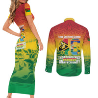 Vanuatu Indipendens Dei Couples Matching Short Sleeve Bodycon Dress and Long Sleeve Button Shirt Yumi 46th Independence Anniversary