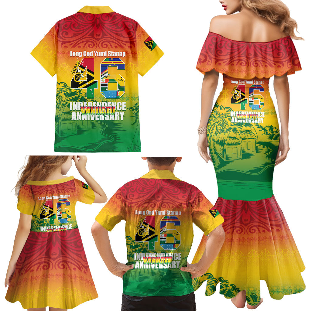 Vanuatu Indipendens Dei Family Matching Mermaid Dress and Hawaiian Shirt Yumi 46th Independence Anniversary