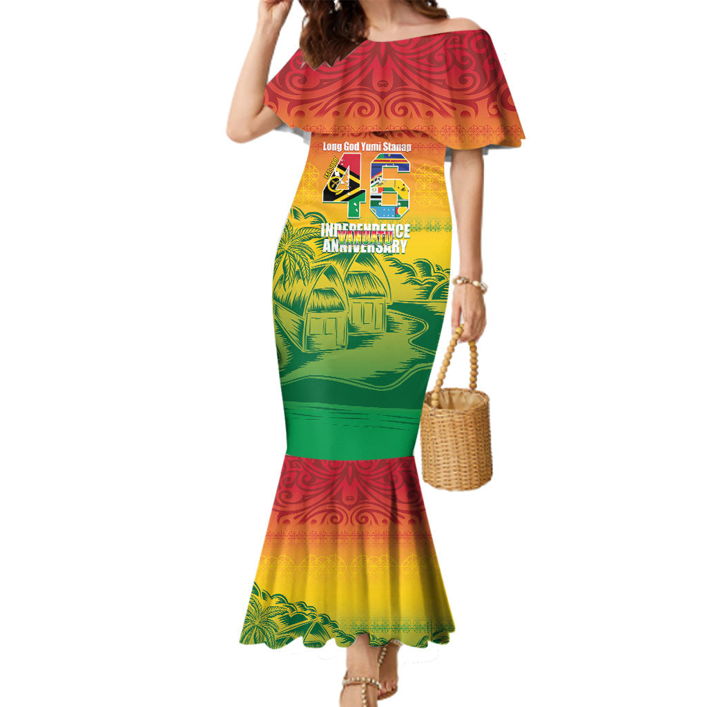 Vanuatu Indipendens Dei Family Matching Mermaid Dress and Hawaiian Shirt Yumi 46th Independence Anniversary