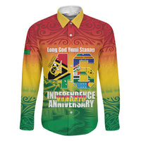 Vanuatu Indipendens Dei Family Matching Off Shoulder Short Dress and Hawaiian Shirt Yumi 46th Independence Anniversary LT14 Dad's Shirt - Long Sleeve Reggae - Polynesian Pride