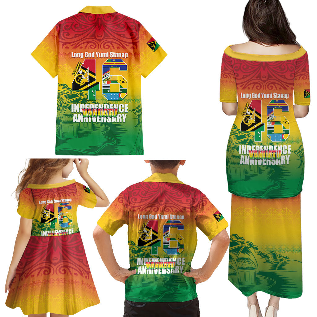Vanuatu Indipendens Dei Family Matching Puletasi and Hawaiian Shirt Yumi 46th Independence Anniversary