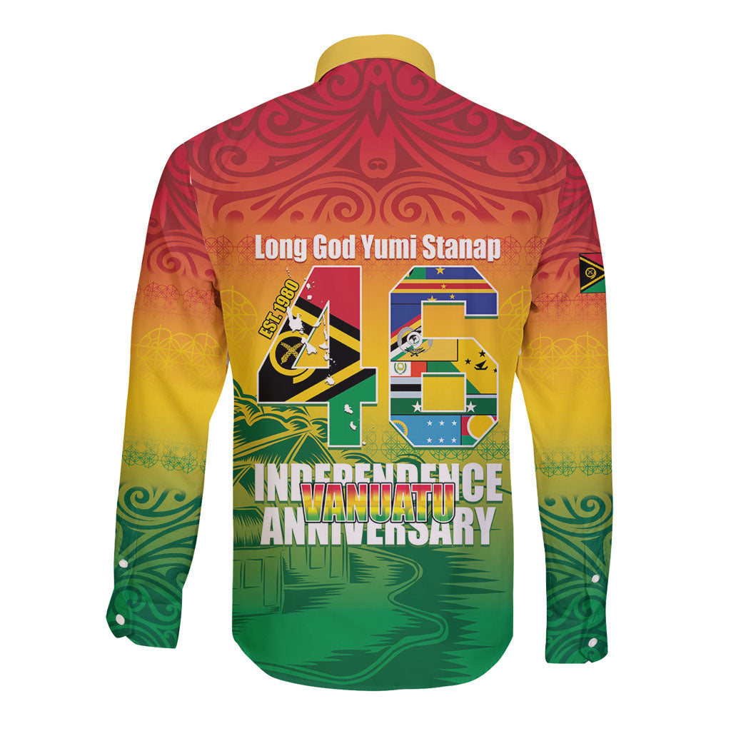 Vanuatu Indipendens Dei Long Sleeve Button Shirt Yumi 46th Independence Anniversary