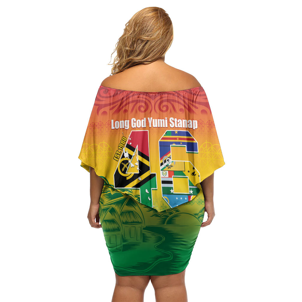 Vanuatu Indipendens Dei Off Shoulder Short Dress Yumi 46th Independence Anniversary LT14 - Polynesian Pride