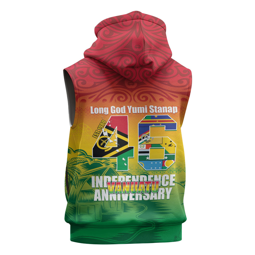 Vanuatu Indipendens Dei Sleeveless Zip Hoodie Yumi 46th Independence Anniversary