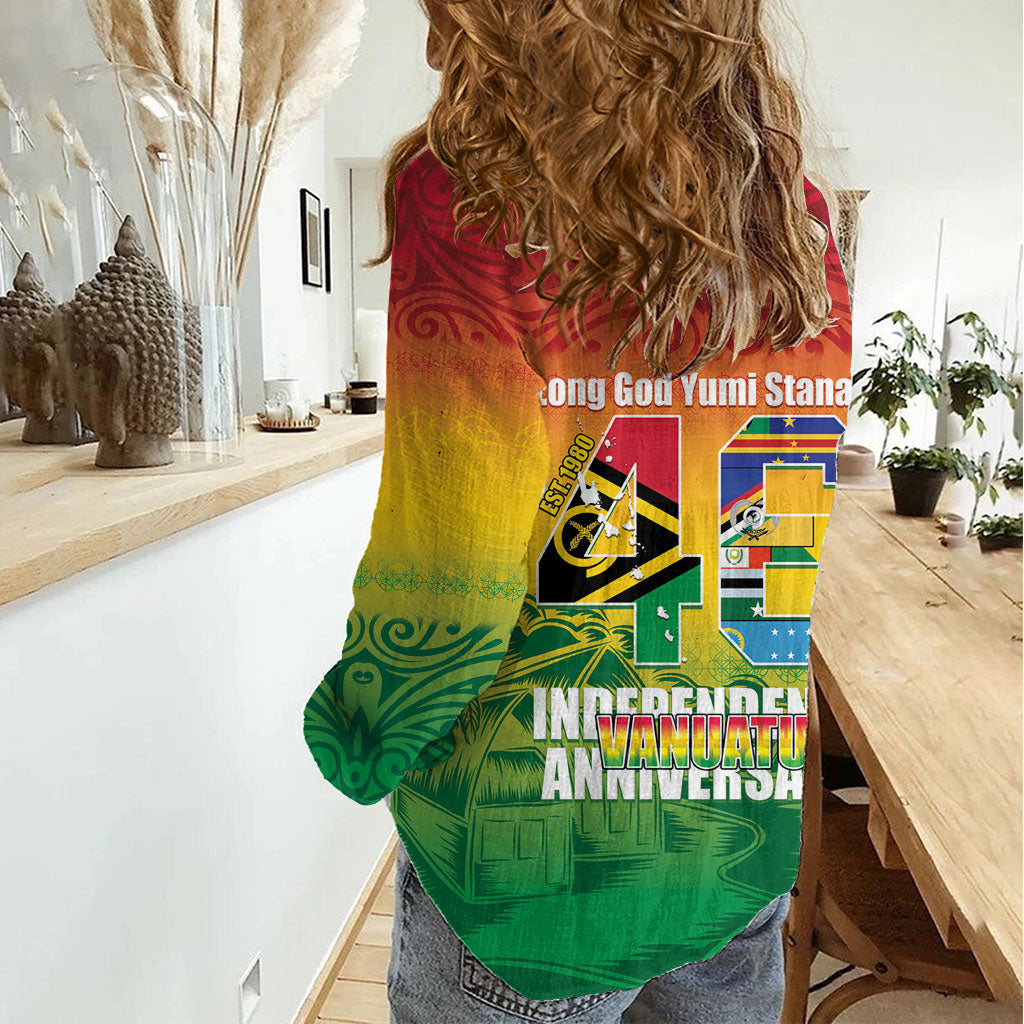 Vanuatu Indipendens Dei Women Casual Shirt Yumi 46th Independence Anniversary LT14 - Polynesian Pride