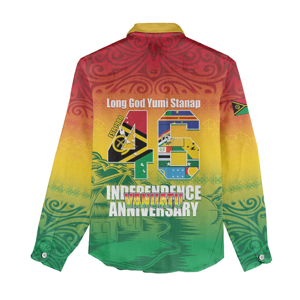Vanuatu Indipendens Dei Women Casual Shirt Yumi 46th Independence Anniversary LT14 - Polynesian Pride