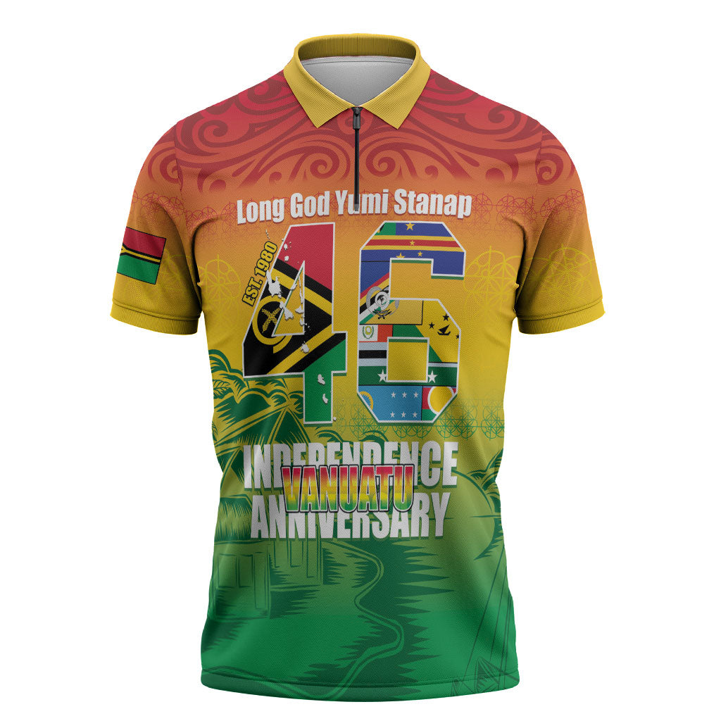 Vanuatu Indipendens Dei Zipper Polo Shirt Yumi 46th Independence Anniversary LT14 Reggae - Polynesian Pride