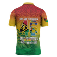 Vanuatu Indipendens Dei Zipper Polo Shirt Yumi 46th Independence Anniversary LT14 - Polynesian Pride