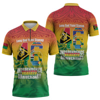 Vanuatu Indipendens Dei Zipper Polo Shirt Yumi 46th Independence Anniversary LT14 - Polynesian Pride