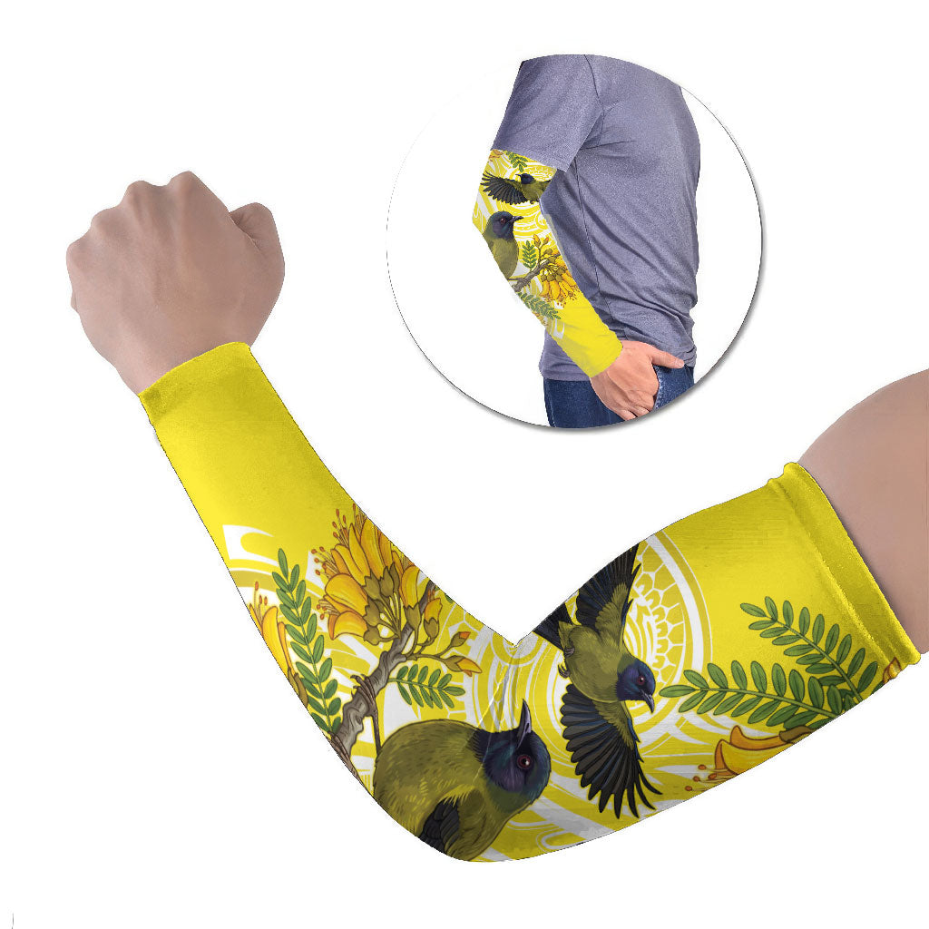 Bellbird New Zealand Arm Sleeves Korimako Kowhai Maori Pattern