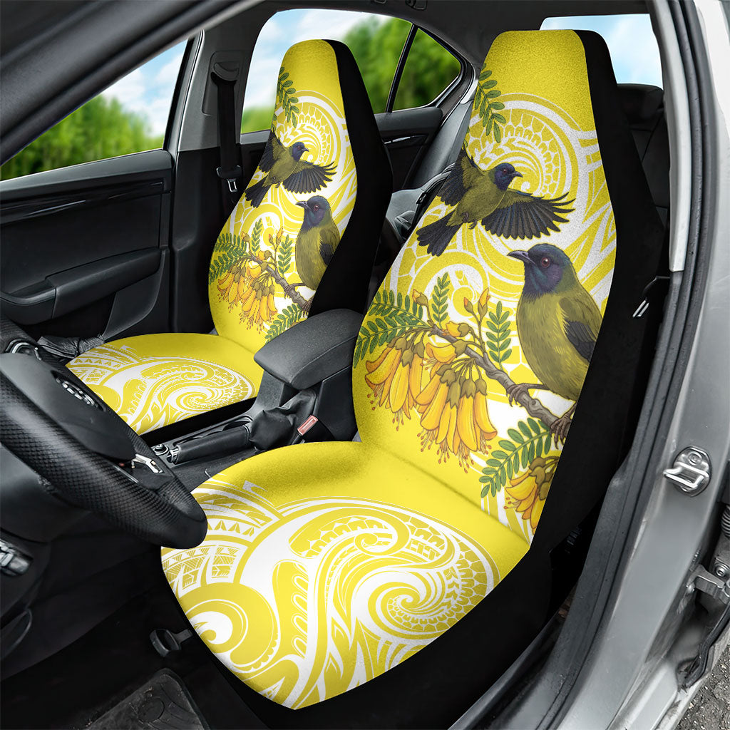 Bellbird New Zealand Car Seat Cover Korimako Kowhai Maori Pattern