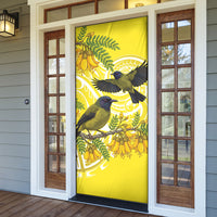 Bellbird New Zealand Door Cover Korimako Kowhai Maori Pattern
