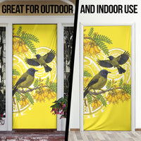 Bellbird New Zealand Door Cover Korimako Kowhai Maori Pattern