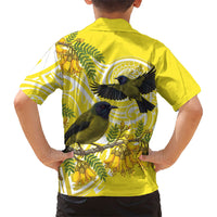 Bellbird New Zealand Family Matching Mermaid Dress and Hawaiian Shirt Korimako Kowhai Maori Pattern LT14 - Polynesian Pride