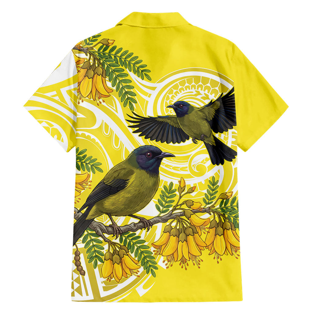Bellbird New Zealand Family Matching Mermaid Dress and Hawaiian Shirt Korimako Kowhai Maori Pattern LT14 - Polynesian Pride
