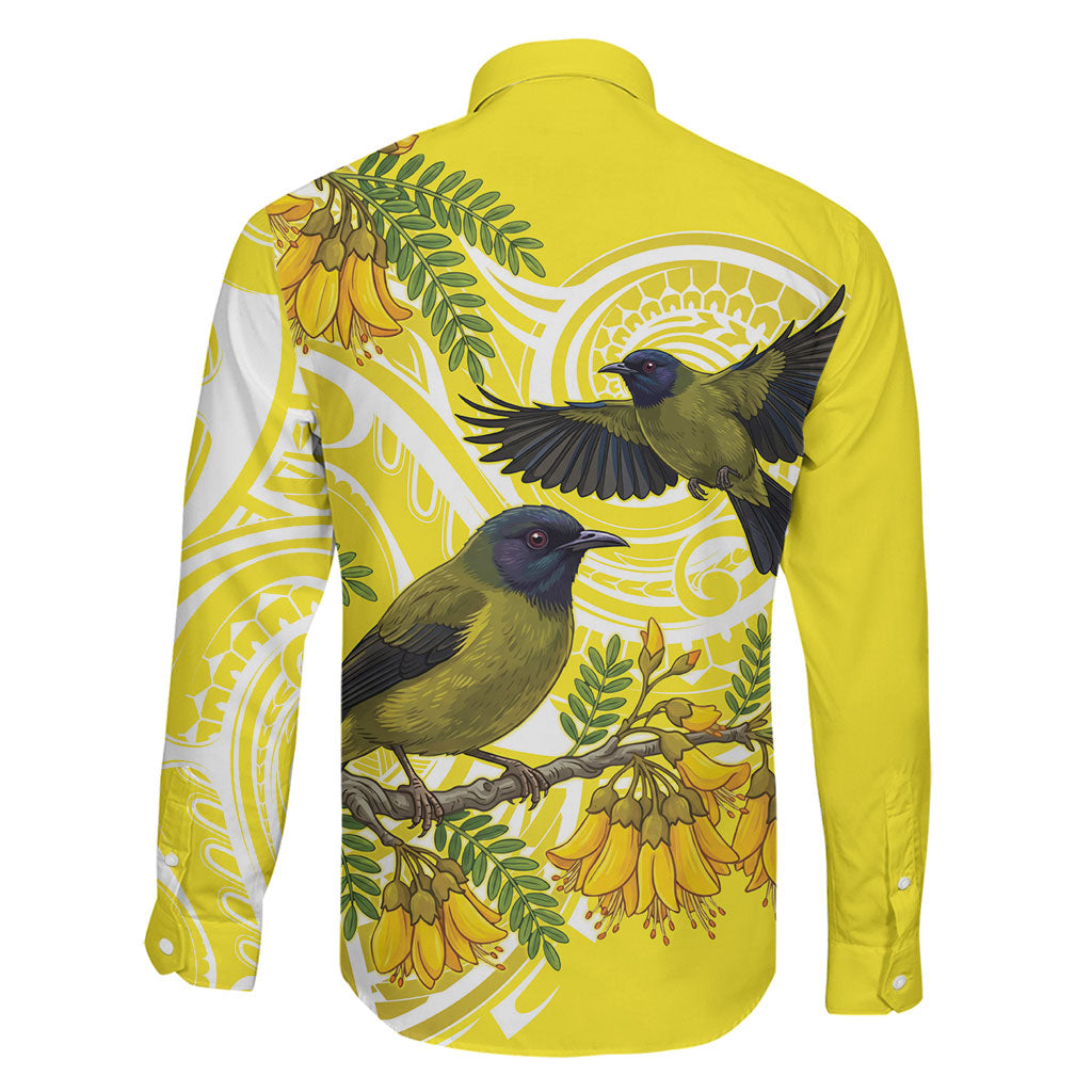 Bellbird New Zealand Family Matching Mermaid Dress and Hawaiian Shirt Korimako Kowhai Maori Pattern LT14 - Polynesian Pride
