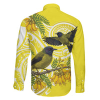 Bellbird New Zealand Family Matching Mermaid Dress and Hawaiian Shirt Korimako Kowhai Maori Pattern LT14 - Polynesian Pride