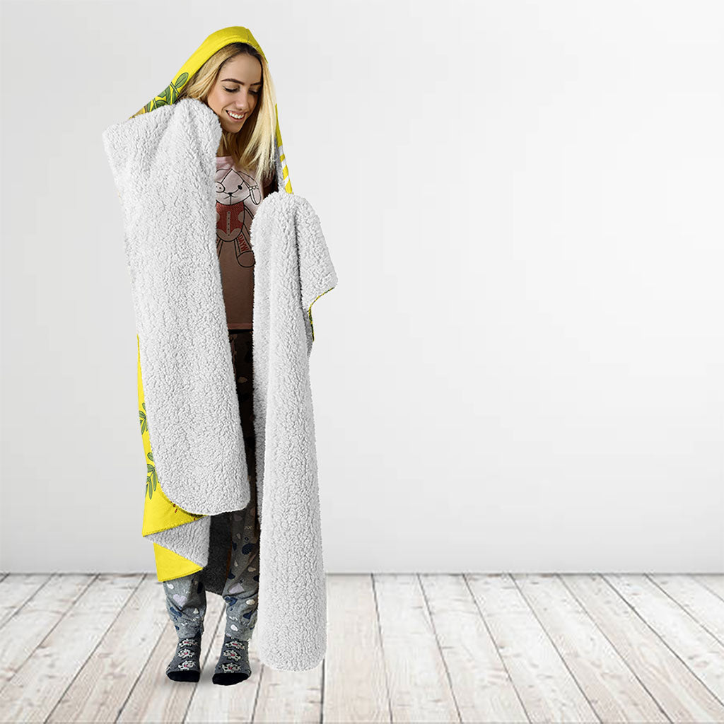 Bellbird New Zealand Hooded Blanket Korimako Kowhai Maori Pattern