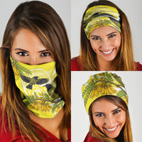 Bellbird New Zealand Neck Gaiter Korimako Kowhai Maori Pattern