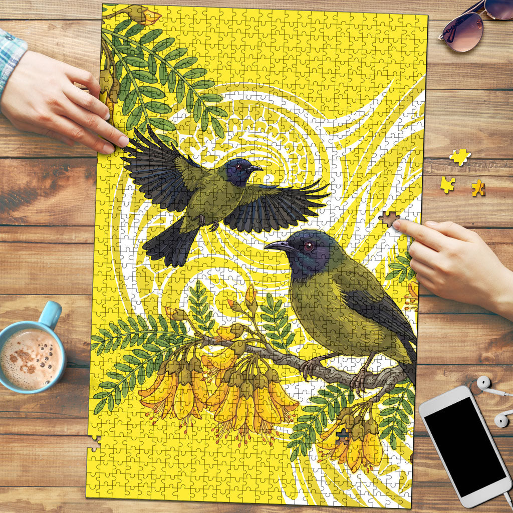 Bellbird New Zealand Puzzle Korimako Kowhai Maori Pattern