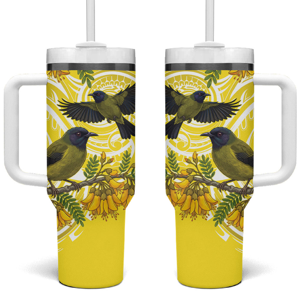 Bellbird New Zealand Tumbler With Handle Korimako Kowhai Maori Pattern