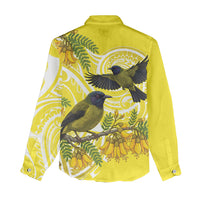 Bellbird New Zealand Women Casual Shirt Korimako Kowhai Maori Pattern LT14 - Polynesian Pride
