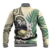 Endemic Tomtit New Zealand Baseball Jacket Miromiro Manuka Silver Fern Maori Pattern