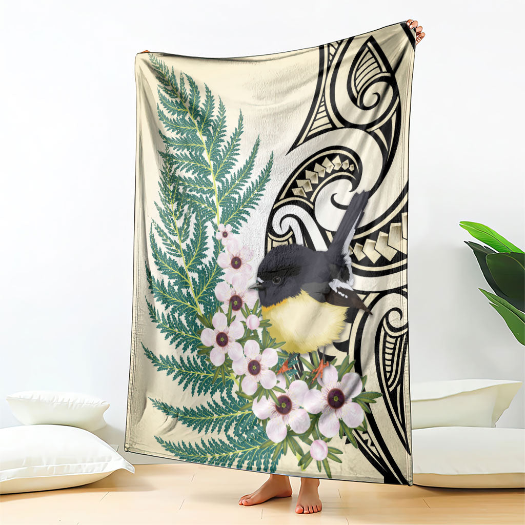 Endemic Tomtit New Zealand Blanket Miromiro Manuka Silver Fern Maori Pattern LT14 - Polynesian Pride