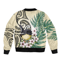 Endemic Tomtit New Zealand Bomber Jacket Miromiro Manuka Silver Fern Maori Pattern LT14 - Polynesian Pride