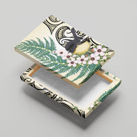 Endemic Tomtit New Zealand Canvas Wall Art Miromiro Manuka Silver Fern Maori Pattern