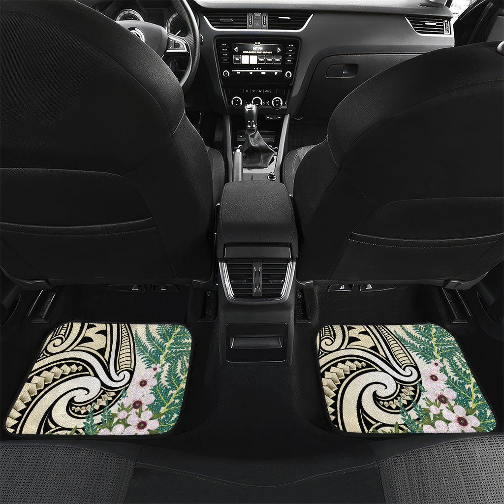 Endemic Tomtit New Zealand Car Mats Miromiro Manuka Silver Fern Maori Pattern