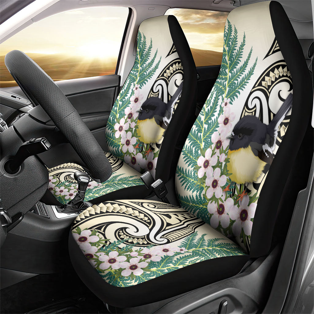 Endemic Tomtit New Zealand Car Seat Cover Miromiro Manuka Silver Fern Maori Pattern LT14 - Polynesian Pride