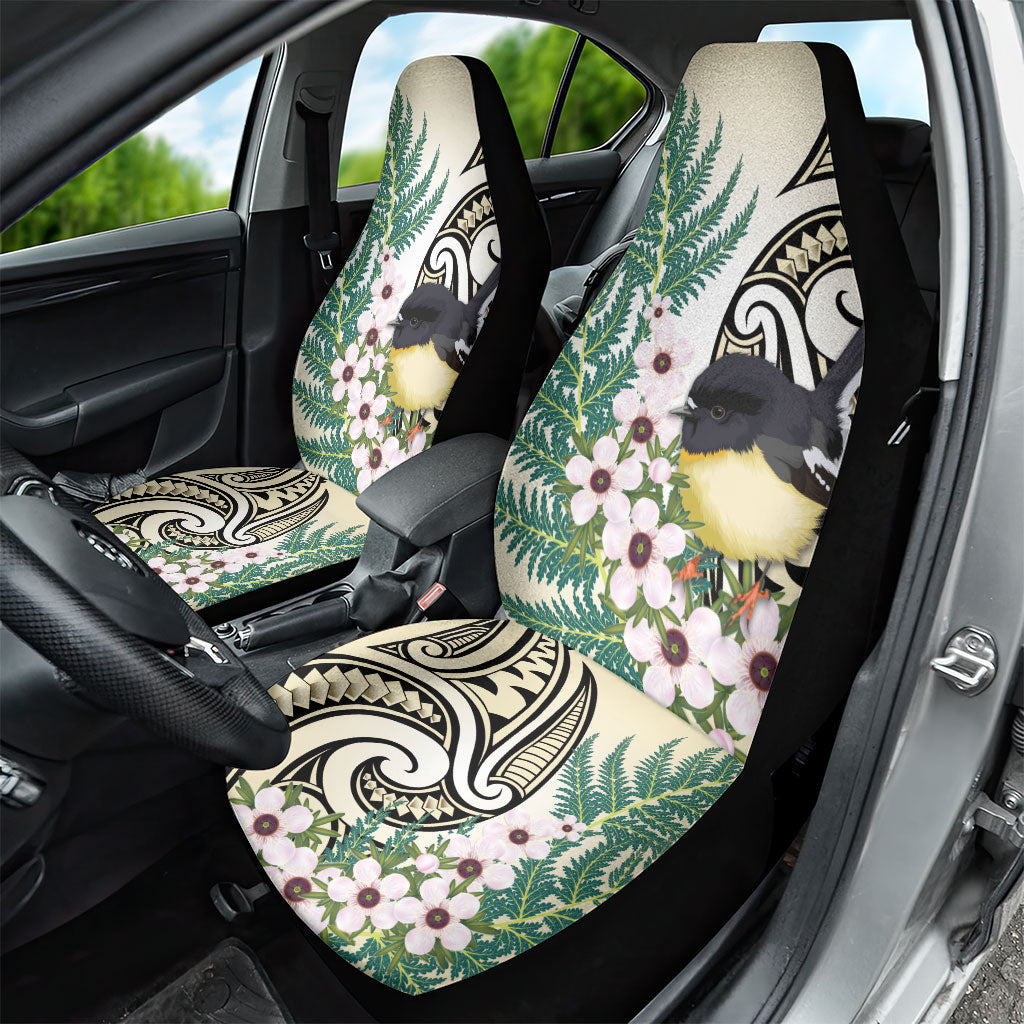 Endemic Tomtit New Zealand Car Seat Cover Miromiro Manuka Silver Fern Maori Pattern LT14 - Polynesian Pride